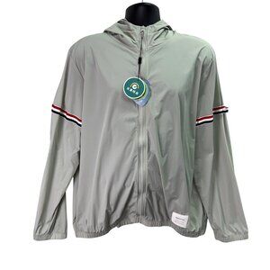 Mens Sage Green Nylon Jacket UPF 30+ Hooded Lightweight Zip Sz XXL